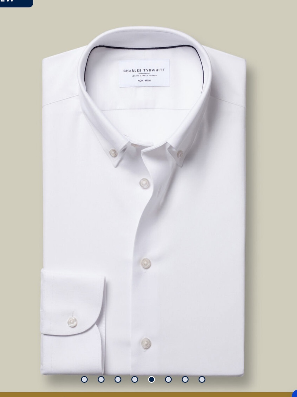 Extra Slim Fit Charles Tyrwhitt White Dress Shirt with Button-Down Collar